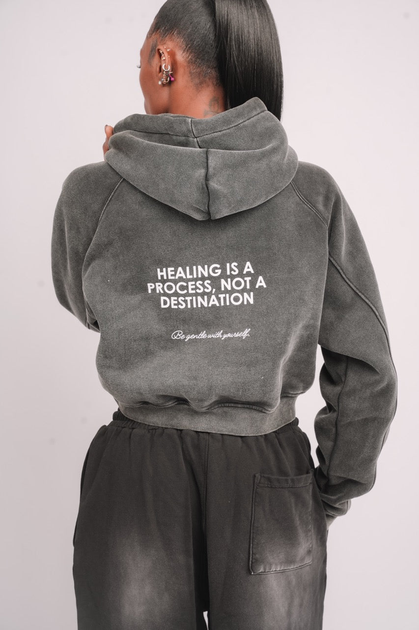 Snow Washed Cropped Hoodie