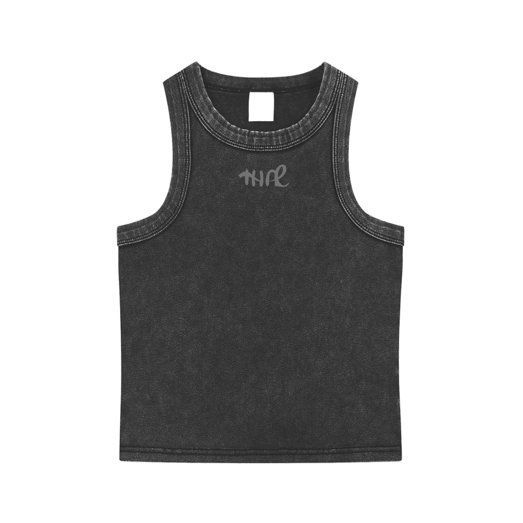Black Washed Cropped Tank Top