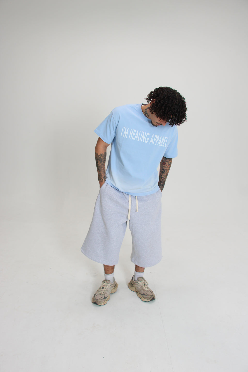Relaxed Drop-Crotch 3/4 SweatShorts