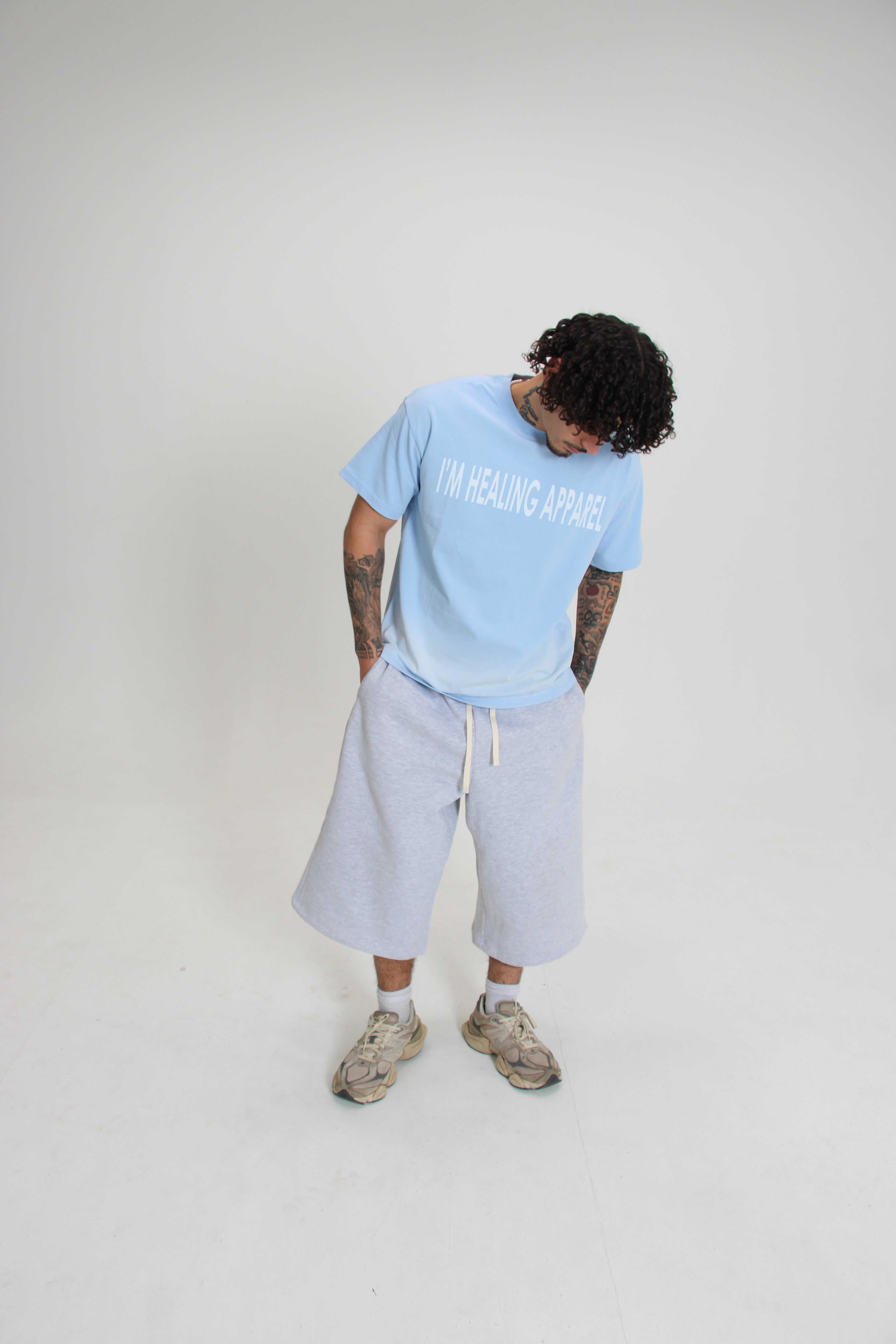 Relaxed Drop-Crotch 3/4 SweatShorts