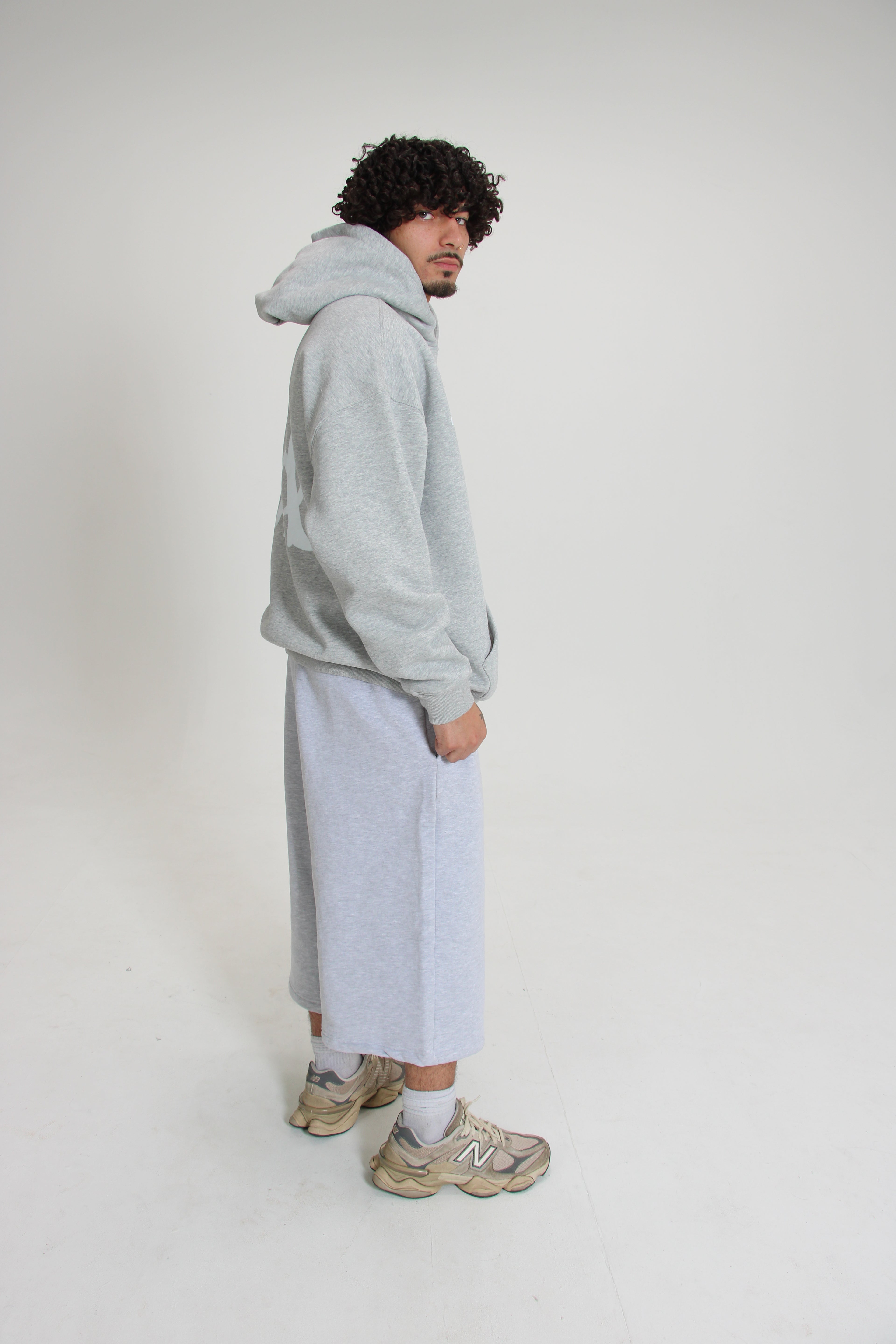 Relaxed Drop-Crotch 3/4 SweatShorts