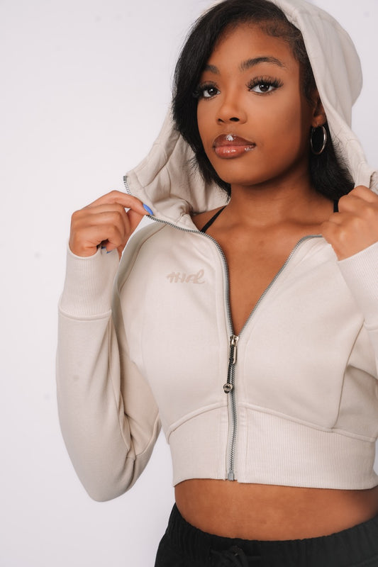 Cropped Zip-Through Hoodie
